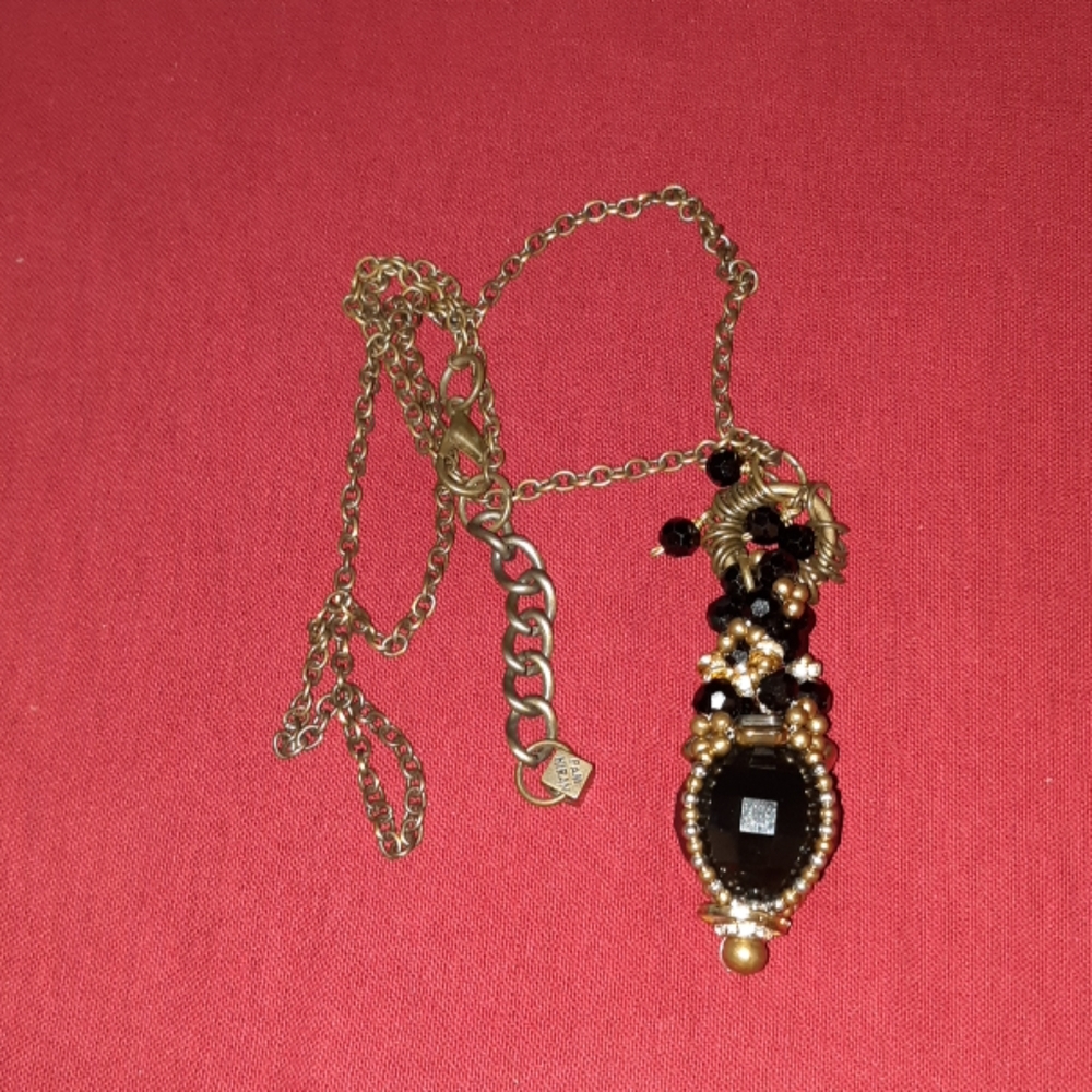 Pam Hiran for Anthropologie. Elegant Black and Gold Pendant Necklace
